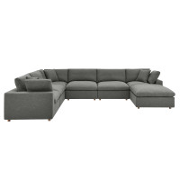 Modway EEI-3364-GRY Commix Down Filled Overstuffed 7 Piece Sectional Sofa Set