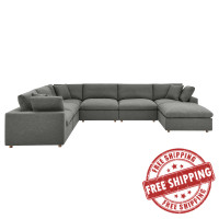 Modway EEI-3364-GRY Commix Down Filled Overstuffed 7 Piece Sectional Sofa Set