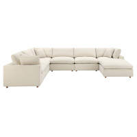 Modway EEI-3364-LBG Commix Down Filled Overstuffed 7-Piece Sectional Sofa Light Beige