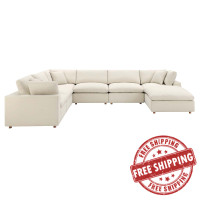 Modway EEI-3364-LBG Commix Down Filled Overstuffed 7-Piece Sectional Sofa Light Beige