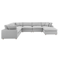 Modway EEI-3364-LGR Commix Down Filled Overstuffed 7-Piece Sectional Sofa Light Gray
