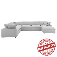 Modway EEI-3364-LGR Commix Down Filled Overstuffed 7-Piece Sectional Sofa Light Gray