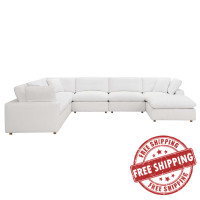 Modway EEI-3364-PUW Commix Down Filled Overstuffed 7-Piece Sectional Sofa Pure White