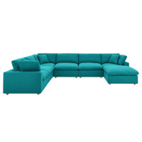 Modway EEI-3364-TEA Commix Down Filled Overstuffed 7 Piece Sectional Sofa Set
