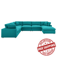 Modway EEI-3364-TEA Commix Down Filled Overstuffed 7 Piece Sectional Sofa Set