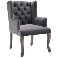 Modway EEI-3366-GRY Realm French Vintage Dining Performance Velvet Armchair