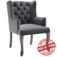 Modway EEI-3366-GRY Realm French Vintage Dining Performance Velvet Armchair