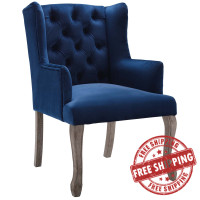Modway EEI-3366-NAV Realm French Vintage Dining Performance Velvet Armchair