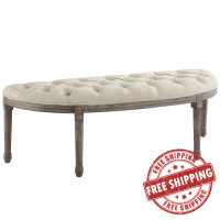 Modway EEI-3369-BEI Esteem Vintage French Upholstered Fabric Semi-Circle Bench