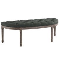 Modway EEI-3369-GRY Esteem Vintage French Upholstered Fabric Semi-Circle Bench