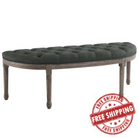 Modway EEI-3369-GRY Esteem Vintage French Upholstered Fabric Semi-Circle Bench