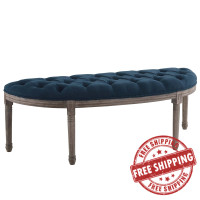Modway EEI-3369-NAV Esteem Vintage French Upholstered Fabric Semi-Circle Bench