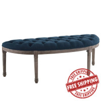 Modway EEI-3369-NAV Esteem Vintage French Upholstered Fabric Semi-Circle Bench