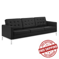 Modway EEI-3385-SLV-BLK Loft Tufted Upholstered Faux Leather Sofa