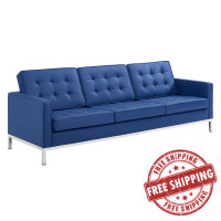 Modway EEI-3385-SLV-NAV Loft Tufted Upholstered Faux Leather Sofa