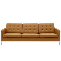 Modway EEI-3385-SLV-TAN Loft Tufted Upholstered Faux Leather Sofa