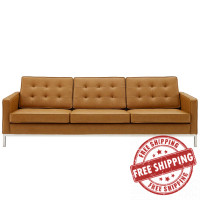 Modway EEI-3385-SLV-TAN Loft Tufted Upholstered Faux Leather Sofa