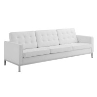 Modway EEI-3385-SLV-WHI Loft Tufted Upholstered Faux Leather Sofa