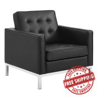 Modway EEI-3391-SLV-BLK Loft Tufted Upholstered Faux Leather Armchair