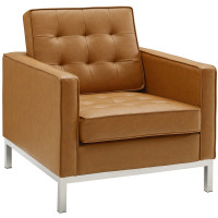 Modway EEI-3391-SLV-TAN Loft Tufted Upholstered Faux Leather Armchair