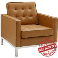 Modway EEI-3391-SLV-TAN Loft Tufted Upholstered Faux Leather Armchair