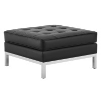 Modway EEI-3394-SLV-BLK Loft Tufted Upholstered Faux Leather Ottoman
