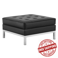 Modway EEI-3394-SLV-BLK Loft Tufted Upholstered Faux Leather Ottoman