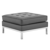 Modway EEI-3394-SLV-GRY Loft Tufted Upholstered Faux Leather Ottoman