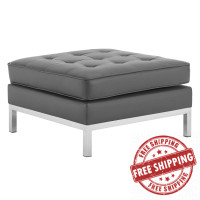 Modway EEI-3394-SLV-GRY Loft Tufted Upholstered Faux Leather Ottoman