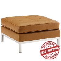 Modway EEI-3394-SLV-TAN Loft Tufted Upholstered Faux Leather Ottoman
