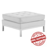 Modway EEI-3394-SLV-WHI Loft Tufted Upholstered Faux Leather Ottoman