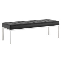 Modway EEI-3397-SLV-BLK Loft Tufted Large Upholstered Faux Leather Bench