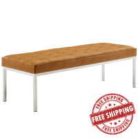 Modway EEI-3397-SLV-TAN Loft Tufted Large Upholstered Faux Leather Bench