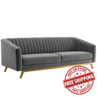 Modway EEI-3403-GRY Valiant Vertical Channel Tufted Performance Velvet Sofa