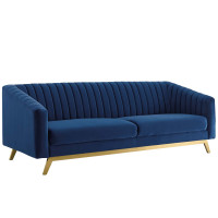 Modway EEI-3403-NAV Valiant Vertical Channel Tufted Performance Velvet Sofa
