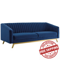 Modway EEI-3403-NAV Valiant Vertical Channel Tufted Performance Velvet Sofa