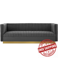 Modway EEI-3405-GRY Sanguine Vertical Channel Tufted Performance Velvet Sofa