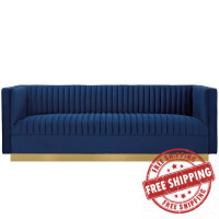 Modway EEI-3405-NAV Sanguine Vertical Channel Tufted Performance Velvet Sofa