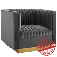 Modway EEI-3406-GRY Sanguine Vertical Channel Tufted Accent Performance Velvet Armchair