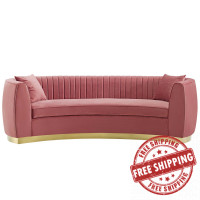 Modway EEI-3407-DUS Enthusiastic Vertical Channel Tufted Curved Performance Velvet Sofa