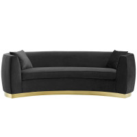 Modway EEI-3408-BLK Resolute Curved Performance Velvet Sofa