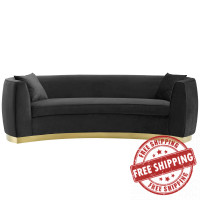 Modway EEI-3408-BLK Resolute Curved Performance Velvet Sofa