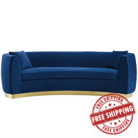 Modway EEI-3408-NAV Resolute Curved Performance Velvet Sofa