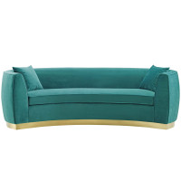 Modway EEI-3408-TEA Resolute Curved Performance Velvet Sofa
