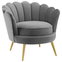 Modway EEI-3410-GRY Admire Scalloped Edge Performance Velvet Accent Armchair