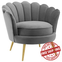 Modway EEI-3410-GRY Admire Scalloped Edge Performance Velvet Accent Armchair