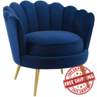 Modway EEI-3410-NAV Admire Scalloped Edge Performance Velvet Accent Armchair