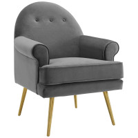 Modway EEI-3412-GRY Revive Tufted Button Accent Performance Velvet Armchair