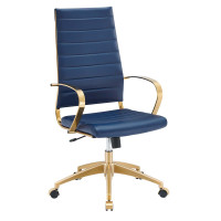 Modway EEI-3417-GLD-NAV Jive Gold Stainless Steel Highback Office Chair Gold Navy