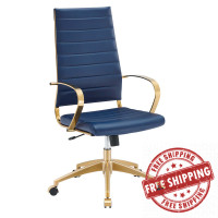 Modway EEI-3417-GLD-NAV Jive Gold Stainless Steel Highback Office Chair Gold Navy